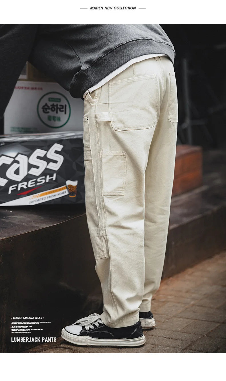 Maden Multi Pockets White Jeans