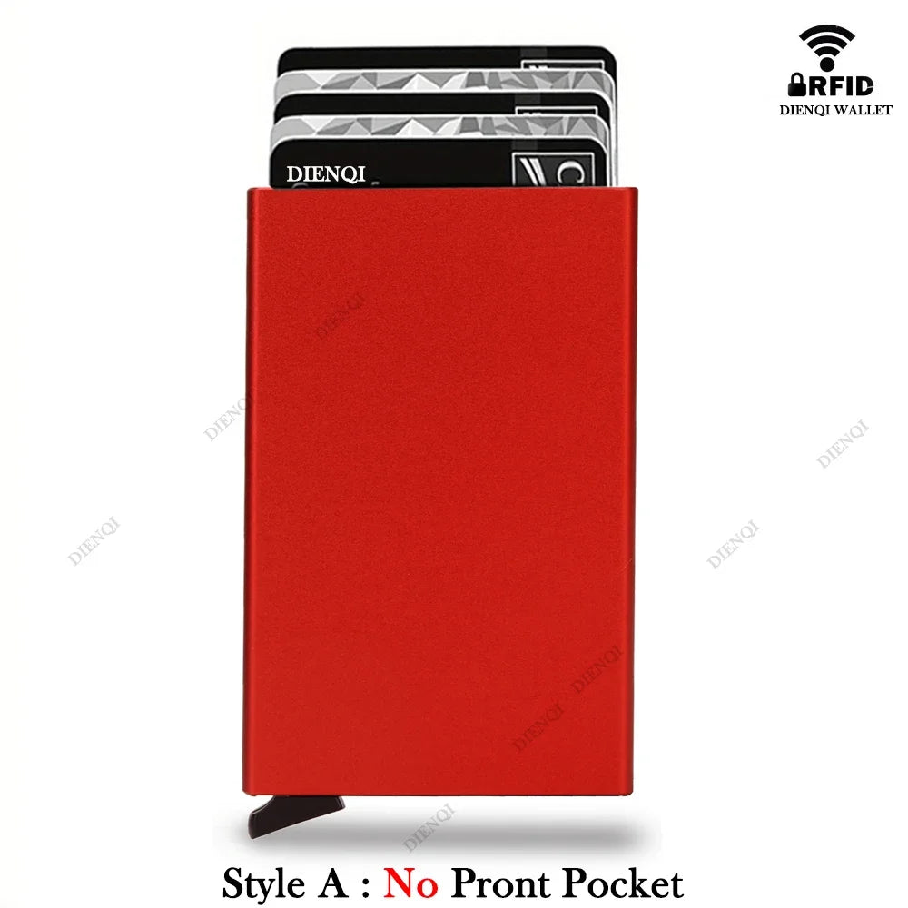 Rfid Smart Bank Credit Card Holder Wallet Metal Thin Slim Men Wallets Pop Up Minimalist Wallet Black Metal Bank Cardholder Case