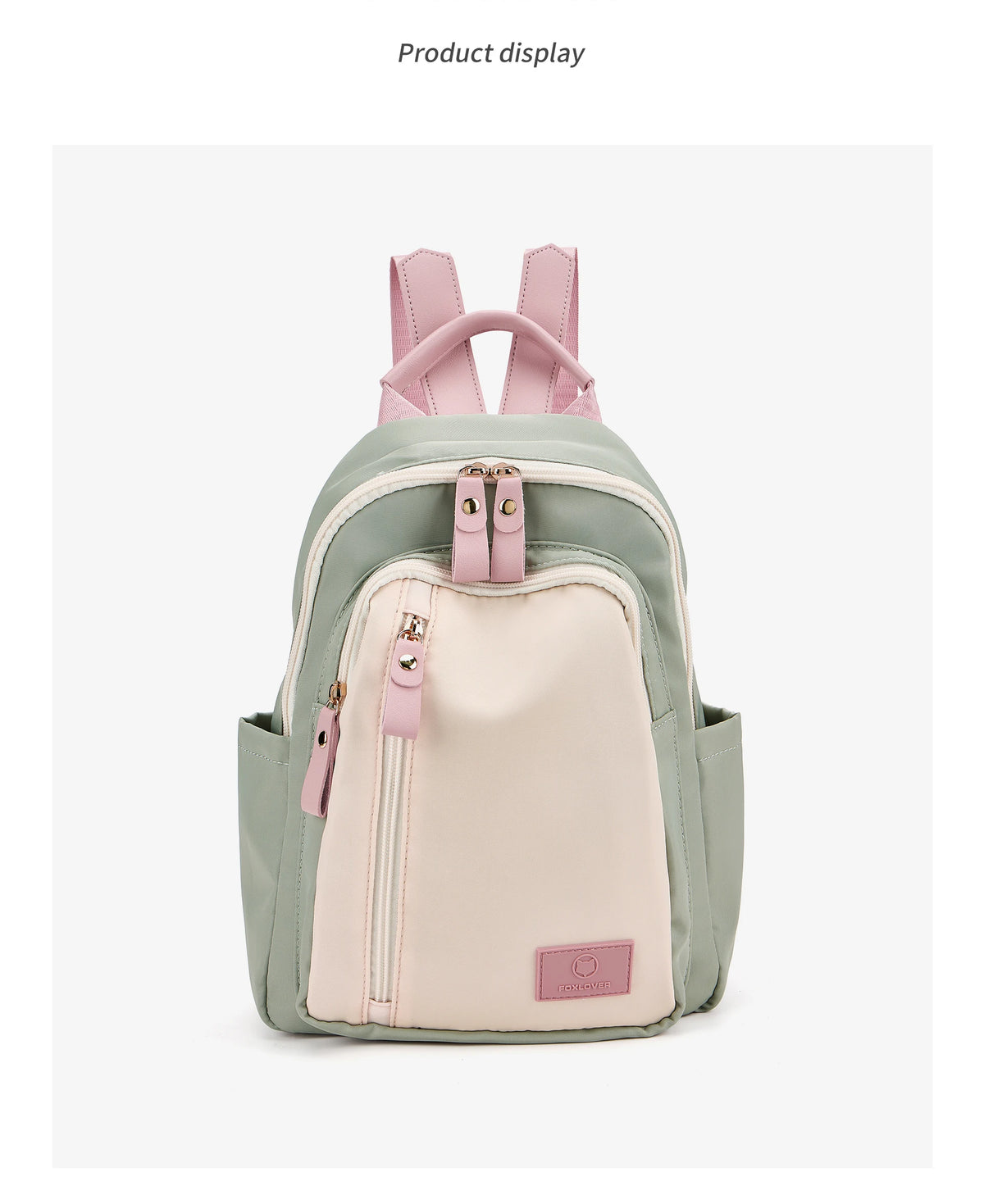 FOXER Women Fabric Backpack Lightweight Travel Shoulder Bag Ladies Multi‑pocket School Bag Casual Daily Female Rucksack
