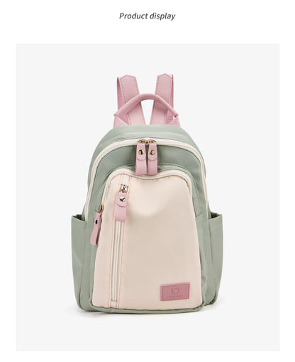 FOXER Women Fabric Backpack Lightweight Travel Shoulder Bag Ladies Multi‑pocket School Bag Casual Daily Female Rucksack