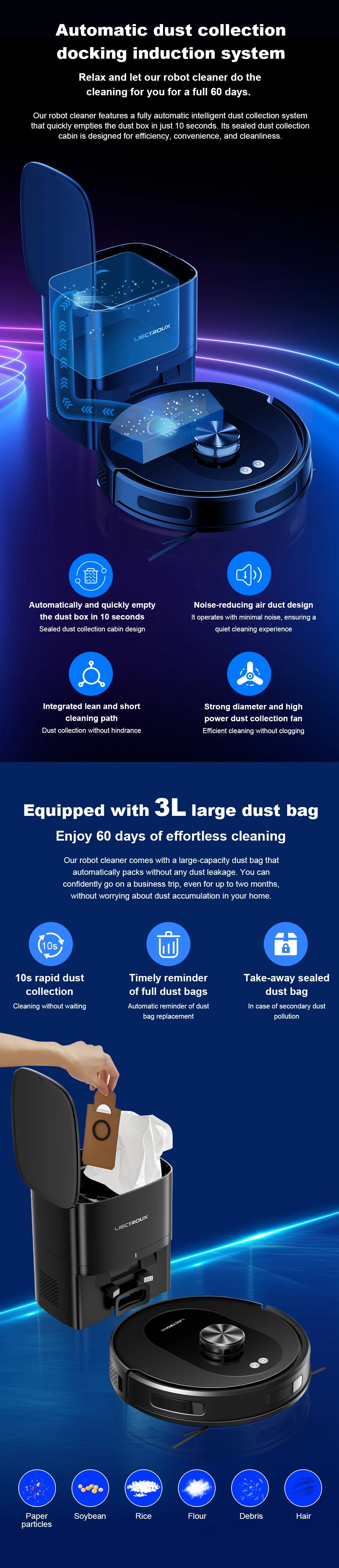 Liectroux T9 robot vacuum cleaner on hardwood floor, showcasing sleek design and compact size for efficient cleaning.