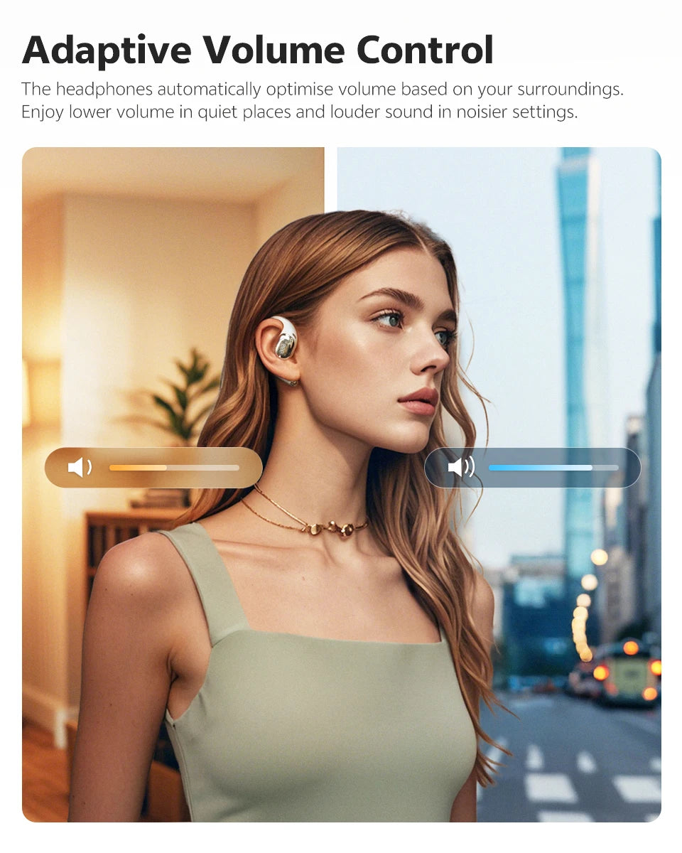 QCY Crossky R70 Wireless Headphones - Hi-Res Open-Ear Bluetooth 6.0 Earhooks with Bass Boost - ShopHub