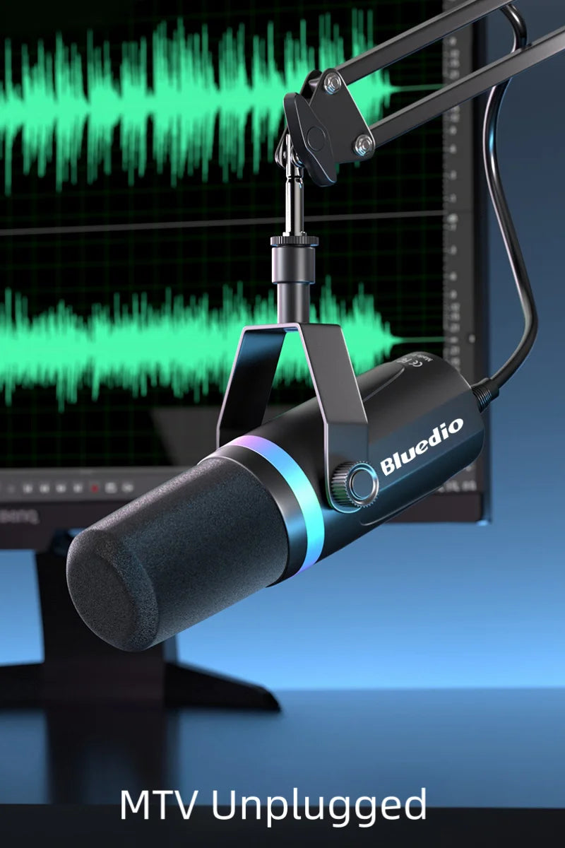 Bluedio S3000 Microphone - USB/XLR Dynamic Mic for Gaming, Streaming, and PS5/4 with Headphone Jack, RGB, and Mute Function - ShopHub