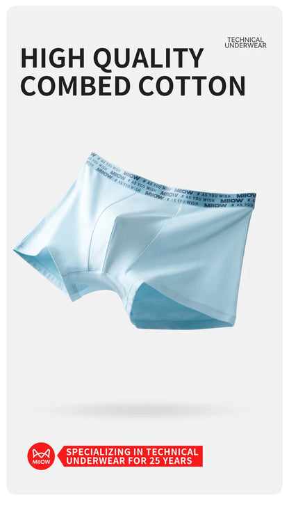 MiiOW Men's Antibacterial Cotton Underwear - 3Pcs Boxer Shorts - ShopHub