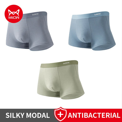 MiiOW Antibacterial Modal Men Underwear - 3 Pcs Breathable Boxers - ShopHub