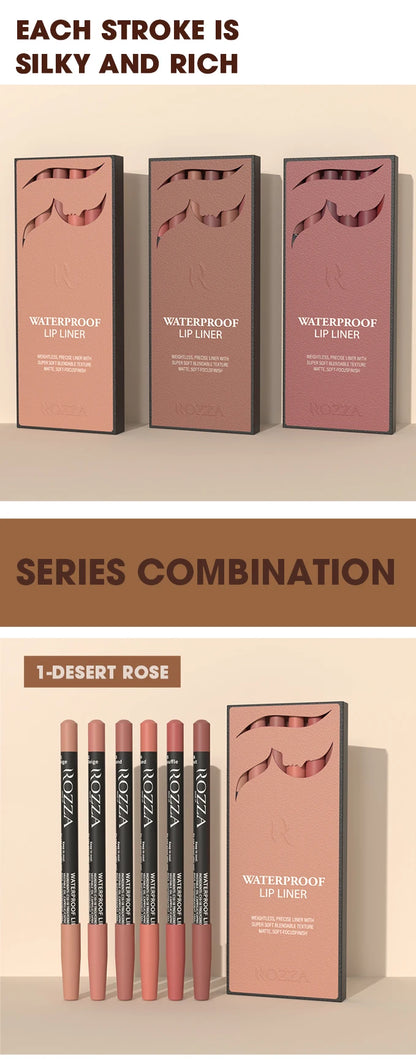6 PCS/SET Ultra-Fine Wood Lip Liner Set