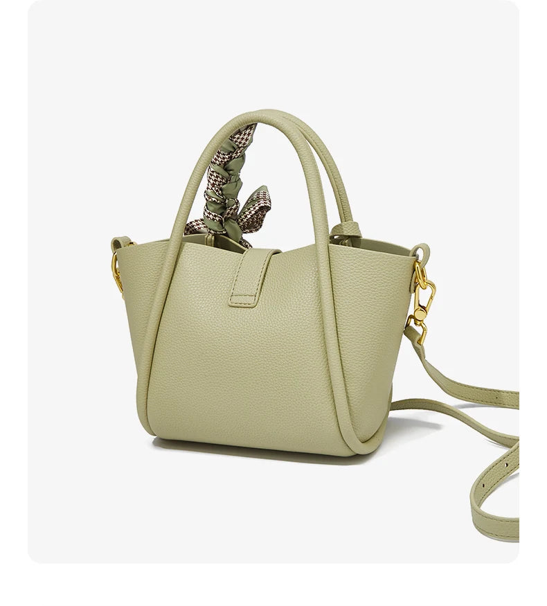 FOXER Women's Handbag Split Leather Shoulder Bag 2026 Fashion Lady Crossbody Bag Light Luxury Commuter Bucket Bag as Gift