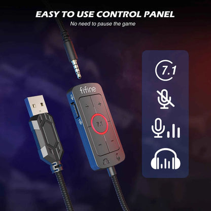 FIFINE Headset, 3.5 mm Jack & USB Headphone with 7.1 Surround Sound/Vol Control/Mute Switch for PC/MAC/PS4/PS5 Mixer-H9