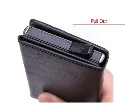 Anti Rfid Metal Business Card Holder Automatic Pop Up Case Men Trifold Coin Purse Small Carbon Visit Credit Cardholder for Men