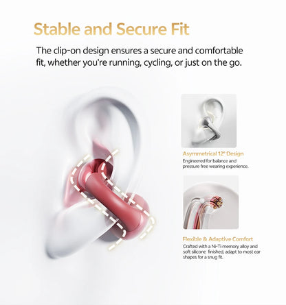 QCY Crossky C30S Wireless Earphones - Hi-Res LDAC Open Ear Clip-On Bluetooth 6.0 Sports Headphones with 40H Battery Life - ShopHub