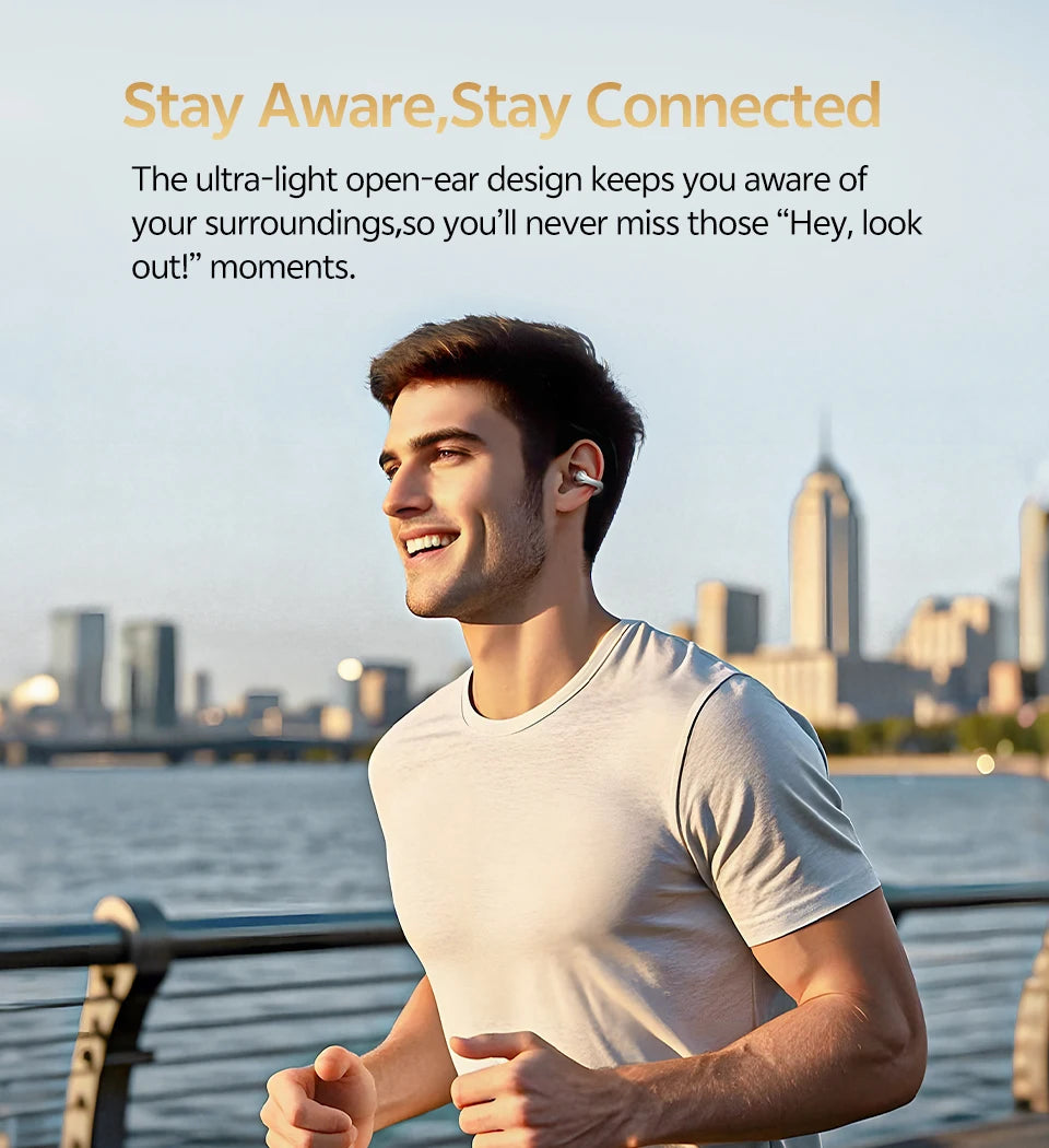 QCY Crossky C30S Wireless Earphones - Hi-Res LDAC Open Ear Clip-On Bluetooth 6.0 Sports Headphones with 40H Battery Life - ShopHub