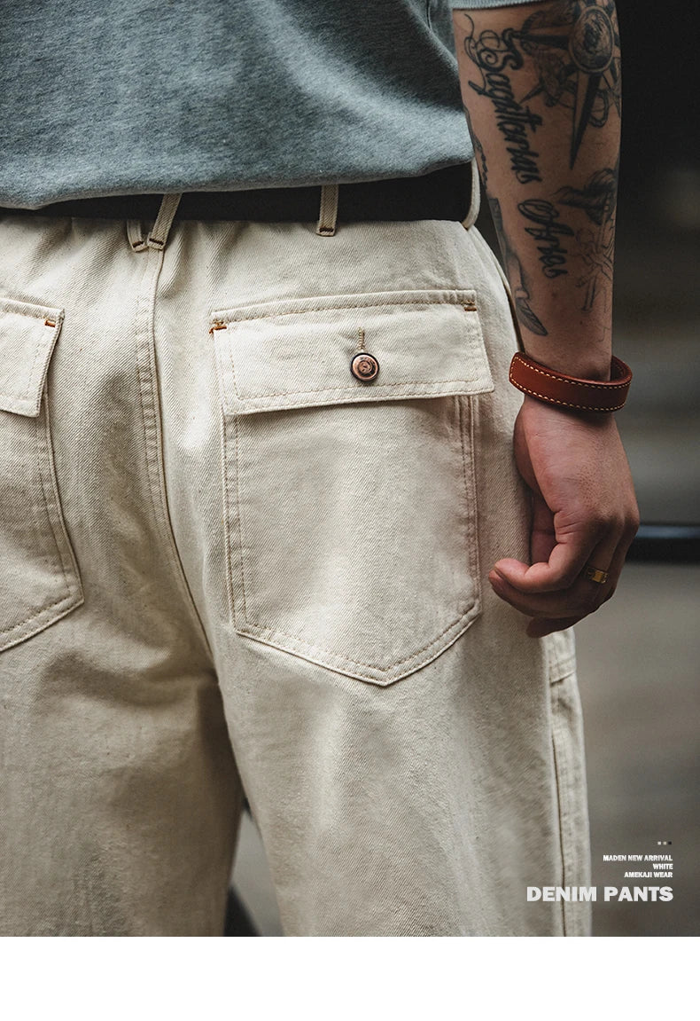 Maden Vintage White Jeans — Authentic Casual Comfort
