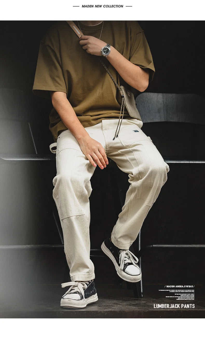 Maden Multi Pockets White Jeans