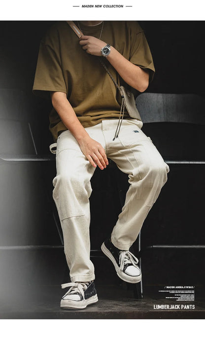 Maden Multi Pockets White Jeans