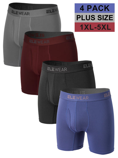 4 Pack Breathable Men's Boxers - Plus Size 1XL-5XL Fashion Underwear with Opening - ShopHub