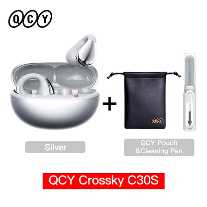 QCY Crossky C30S Wireless Earphones - Hi-Res LDAC Open Ear Clip-On Bluetooth 6.0 Sports Headphones with 40H Battery Life - ShopHub