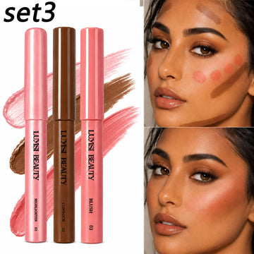 Three-piece face makeup pen set from ShopHub NZ, showing close-up of makeup applicators in a sleek design.