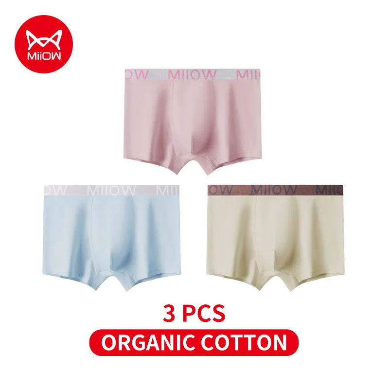 MiiOW Men's Cotton Underwear - 3Pcs Antibacterial Boxers - ShopHub