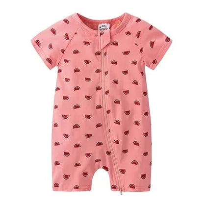 Kids Tales Summer Sprout Cotton-Stretch Double-Zip Romper