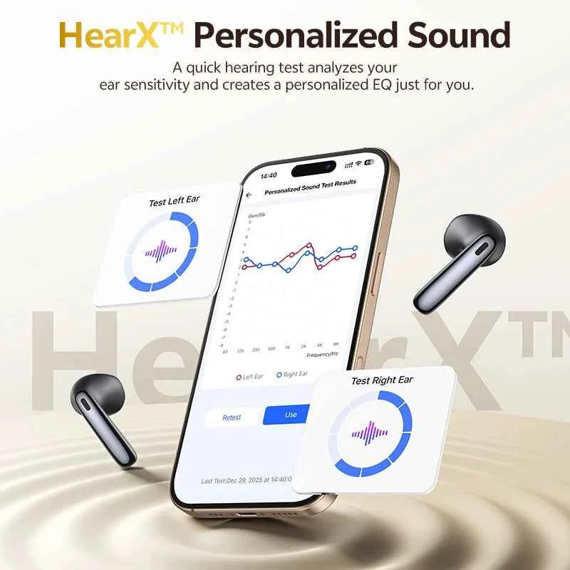 QCY AilyBuds E50 Wireless Earbuds with Bluetooth 6.0, Spatial Sound, 11mm Drivers, In-Ear Detection, HT11 Bass Boost, and 40H Playtime