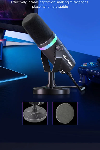 Bluedio S3000 Microphone - USB/XLR Dynamic Mic for Gaming, Streaming, and PS5/4 with Headphone Jack, RGB, and Mute Function - ShopHub