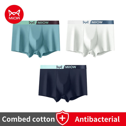 MiiOW Men's Antibacterial Underwear 3Pcs Cotton Boxers - ShopHub