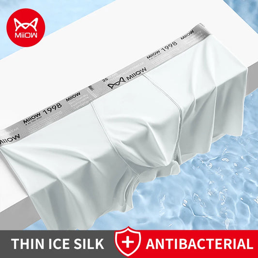 MiiOW Ice Silk Men Underwear - 3Pcs Breathable Ultra-thin Antibacterial Boxers for Ultimate Comfort - ShopHub
