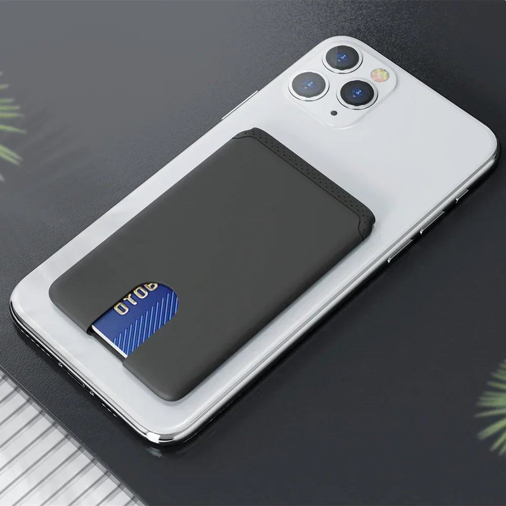 Minimalist Card Holder Sticky Phone Wallet Slim Bank Credit Cardholder Phone Card Case Silicone Compatible for Iphone Android