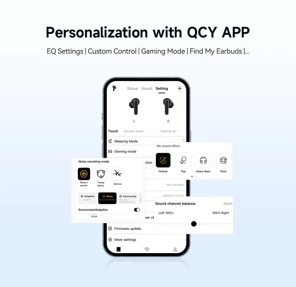 QCY Melobuds N50 ANC Earphones with 6 Mics, AI Call Noise Cancellation, Bluetooth 5.4, and Dual Connection - ShopHub