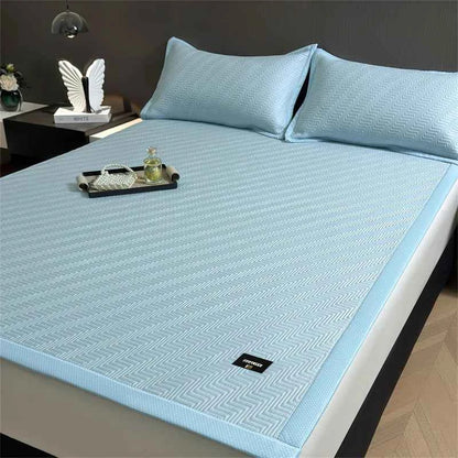 Cool Feeling Summer Mattress Cover PE Fabric Cooling Mat Soft Elasticity Bed Hat Style Mats Single Double Foldable Sleeping Pad