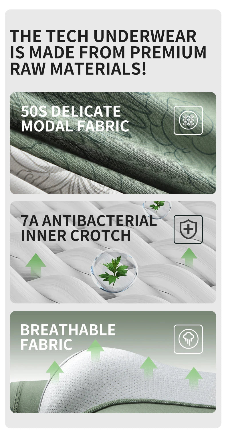 MiiOW Modal Men Underwear - 3Pcs Silky Skin-friendly Breathable Antibacterial Boxers - ShopHub