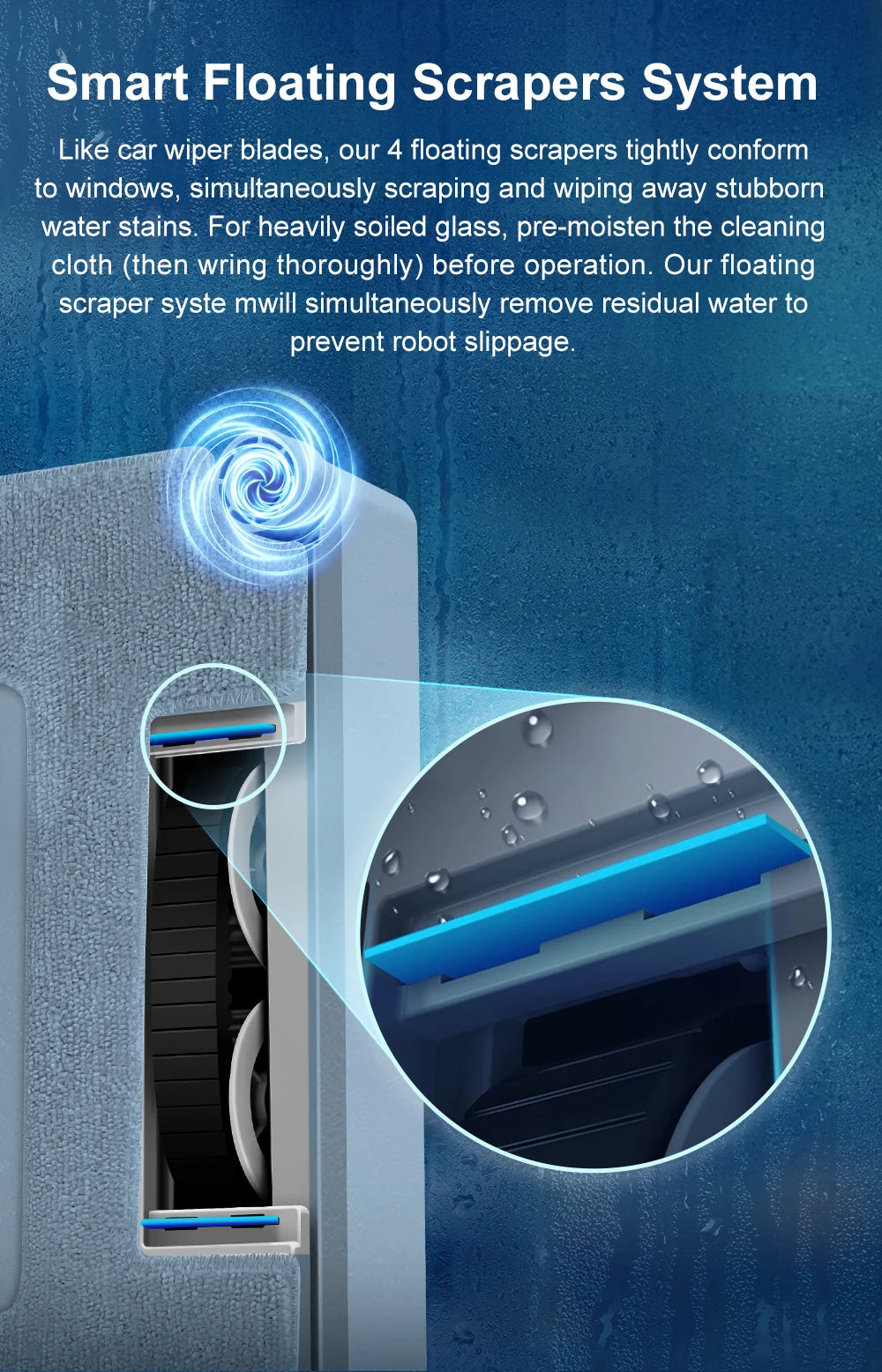 ShopHub NZ ABIR WD9-4-Way Robot Window Cleaner attached to a window, demonstrating its sleek design and cleaning functionality.