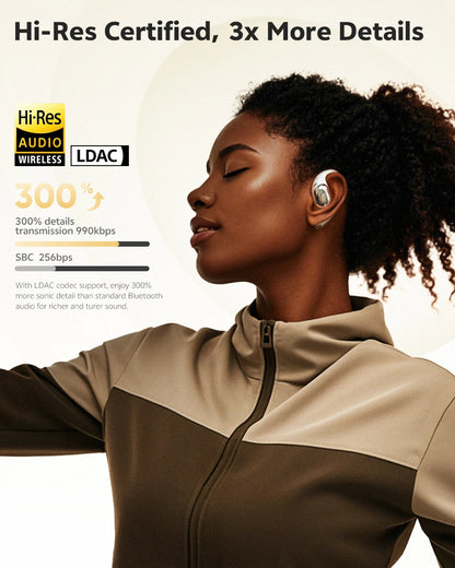 QCY Crossky R70 Wireless Headphones - Hi-Res Open-Ear Bluetooth 6.0 Earhooks with Bass Boost - ShopHub