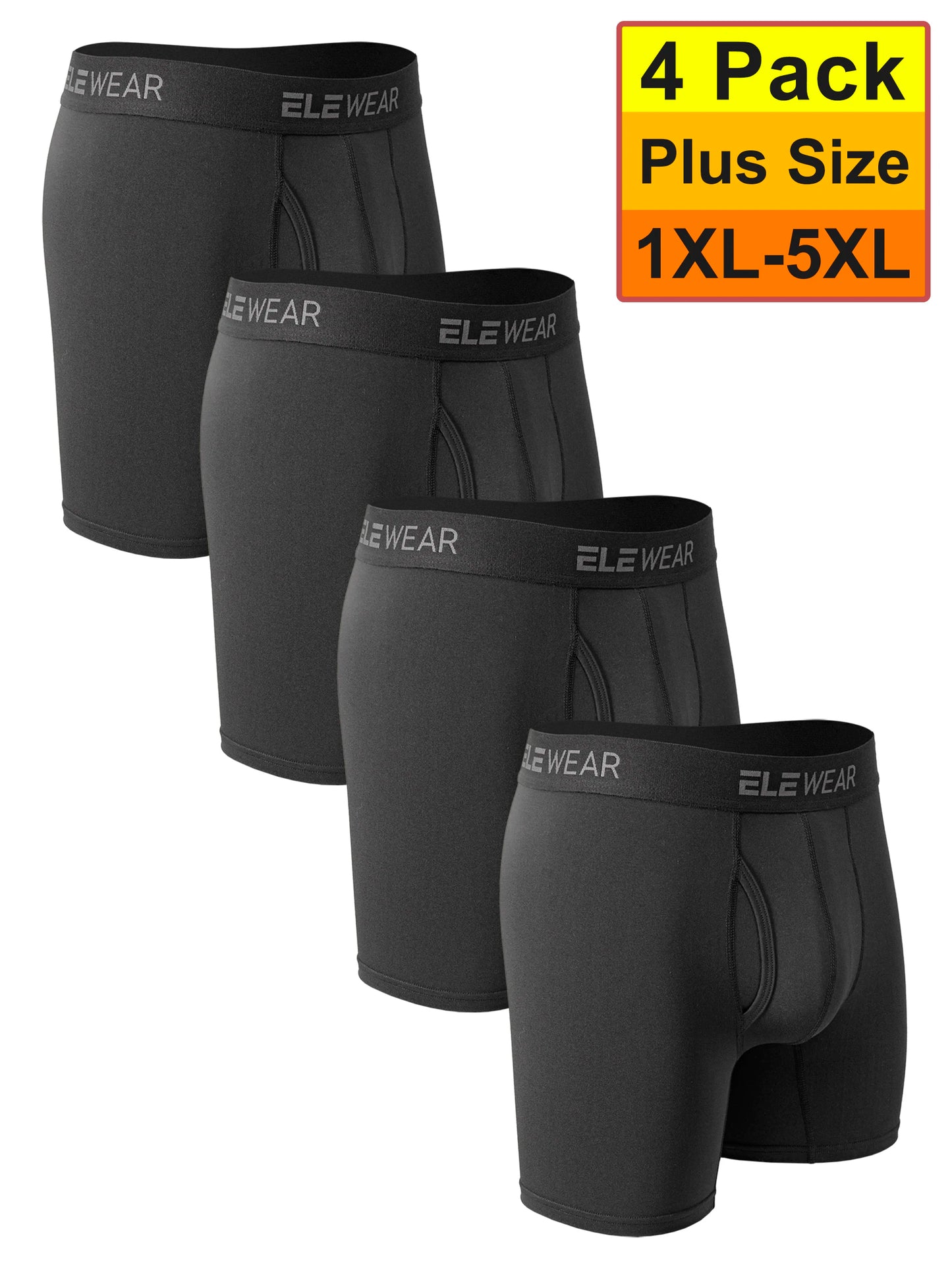 4 Pack Men's Breathable Boxers - Opening Boxershorts, Plus Size 1XL-5XL - ShopHub
