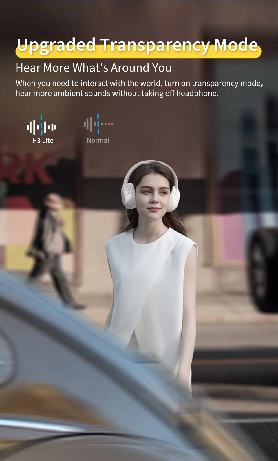 QCY H3 Lite ANC Wireless Headphones with Bluetooth 5.3, 40mm Driver, and 60H HiFi Sound - ShopHub