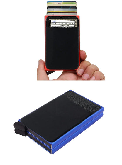 RFID Metal Wallet Double Card Case Pop Up Card Holder 12 Cards Automatic Aluminum Box Cardholder Smart Minimalist Walet for Men