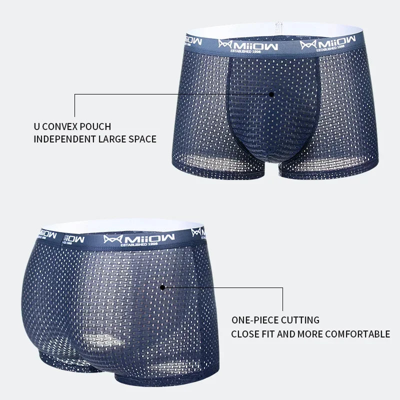 MiiOW Men's Breathable Boxers - Mesh Ice Silk Underwear - ShopHub