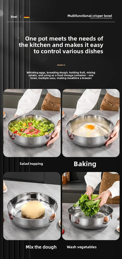 Large Stainless Steel Mixing Bowls - Rust Resistant Kitchen Utensils for Dough, Pasta, Vegetables, and Soups - ShopHub