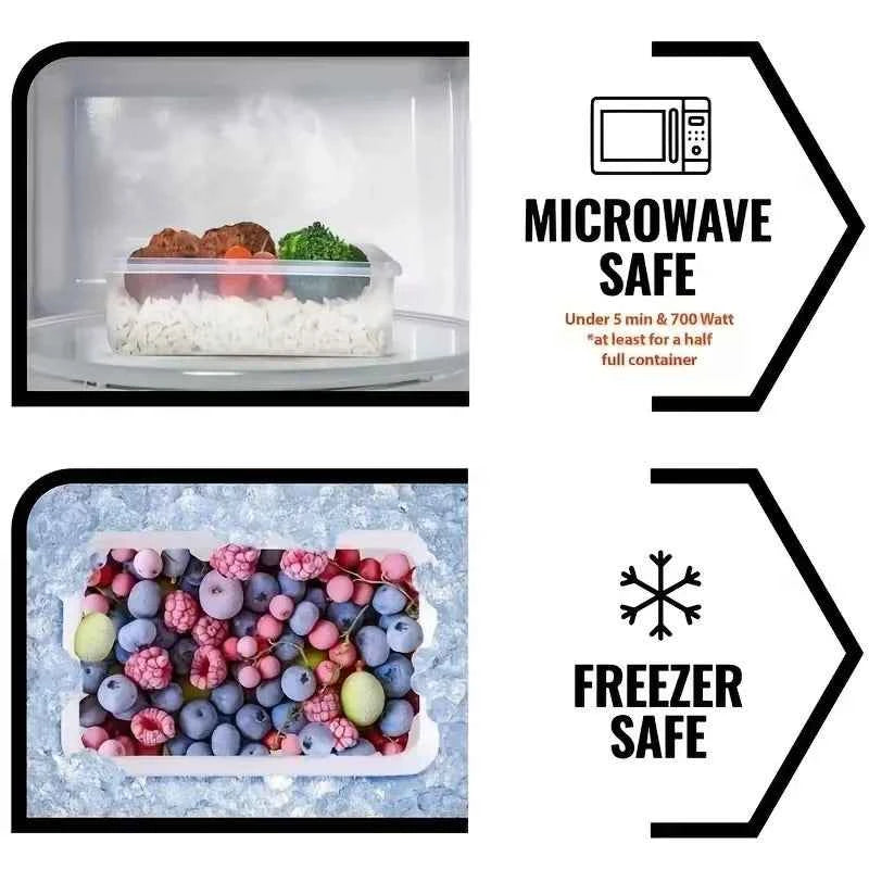 4-Piece Clear Food Storage Containers with Snap Lids, Reusable for Fruits Vegetables Pasta Dry Goods