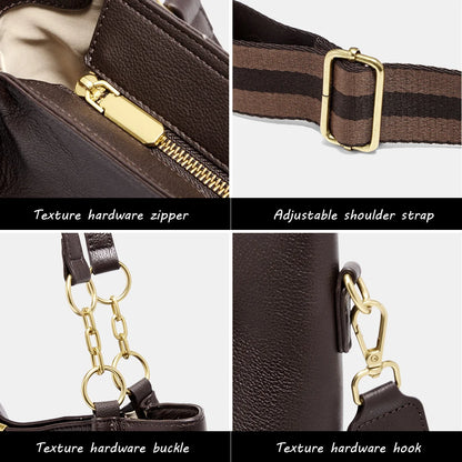 FOXER Genuine Leather Women's Elegant Shoulder Bag Simple Casual Tote Bag Large Capacity Multi-use Crossbody Handbag for Daily