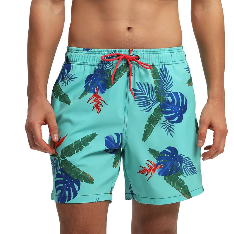 Men's summer boardshorts by ShopHub NZ, breathable polyester gym shorts with mesh liner, elastic waist, and side pockets for beach wear.