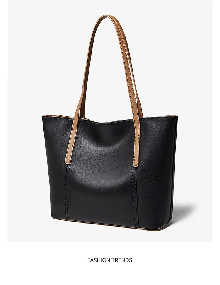 FOXER Lady's Shoulder Bag Split Leather Soft Fabric 2026 New Casual Large Capacity Women Tote Bag Commute Travel Bag All-match