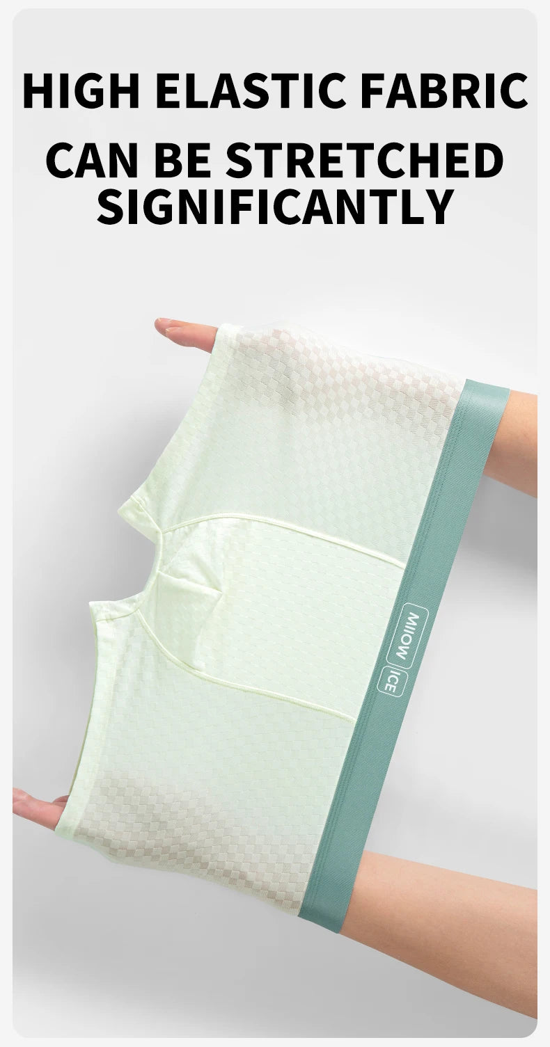 MiiOW Antibacterial Men's Boxer 3Pcs Ice Silk Underwear with Breathable Mesh Crotch - ShopHub