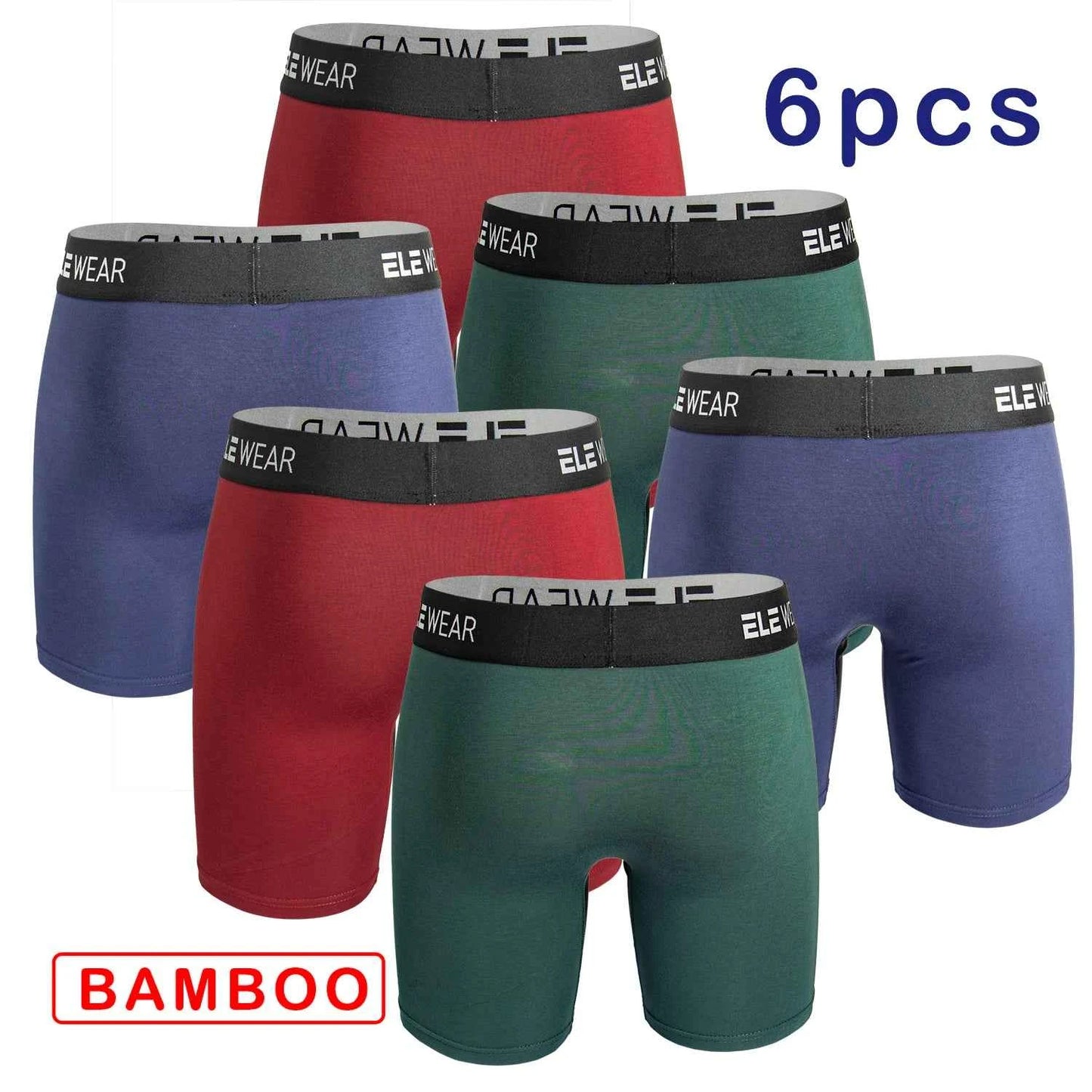 6 Pcs Bamboo Men's Boxers Breathable Underwear Plus Size Fashion Boxershorts
