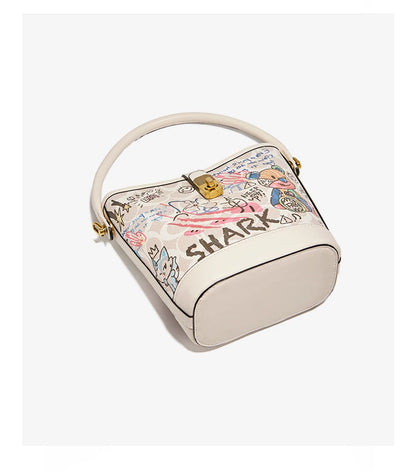 FOXER PU Leather Stylish Women's Dating Handbag Premium Commuter Messenger Shoulder Bag Lady Office Prints Bucket Crossbody Bags