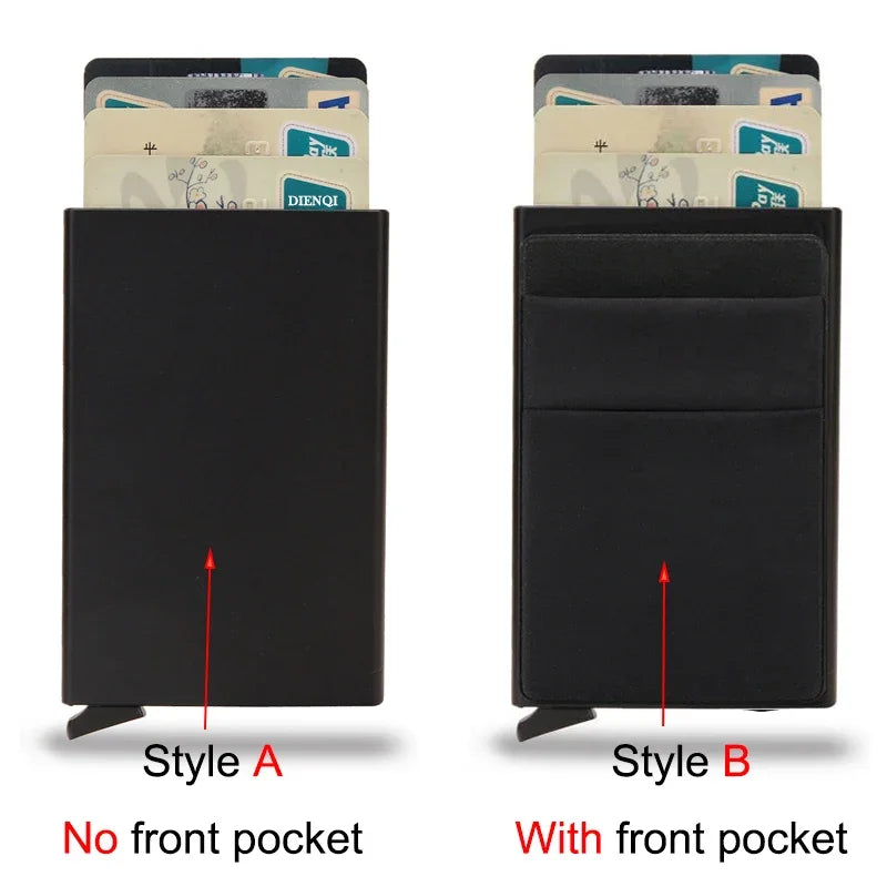Rfid Smart Bank Credit Card Holder Wallet Metal Thin Slim Men Wallets Pop Up Minimalist Wallet Black Metal Bank Cardholder Case