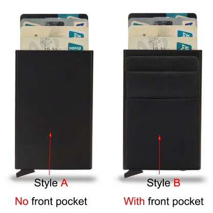 Rfid Smart Bank Credit Card Holder Wallet Metal Thin Slim Men Wallets Pop Up Minimalist Wallet Black Metal Bank Cardholder Case