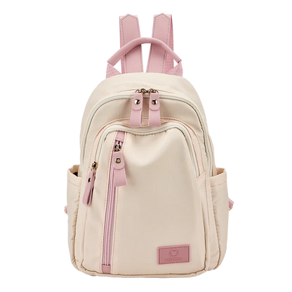 FOXER Women Fabric Backpack Lightweight Travel Shoulder Bag Ladies Multi‑pocket School Bag Casual Daily Female Rucksack