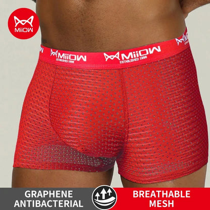MiiOW Breathable Mesh Men's Underwear - Sexy Ice Silk Boxers - ShopHub