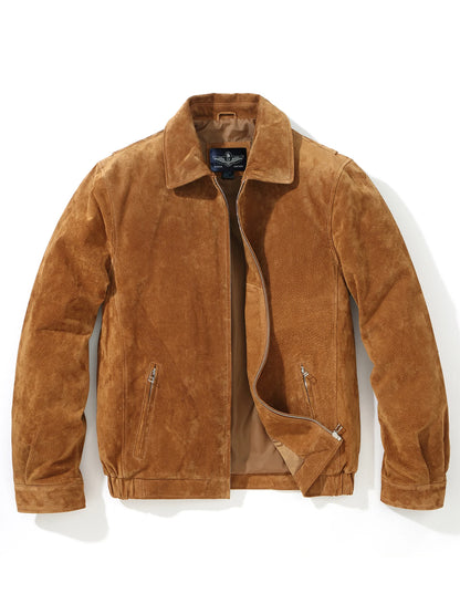 FLAVOR Men's Relaxed-Fit Pigskin Leather Bomber Jacket